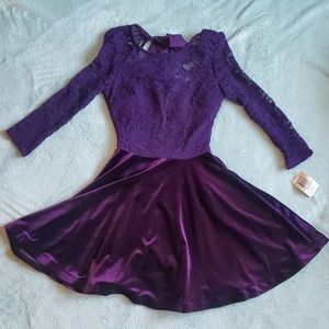 NWT B. Darlin Velvet and Lace Cocktail Dress